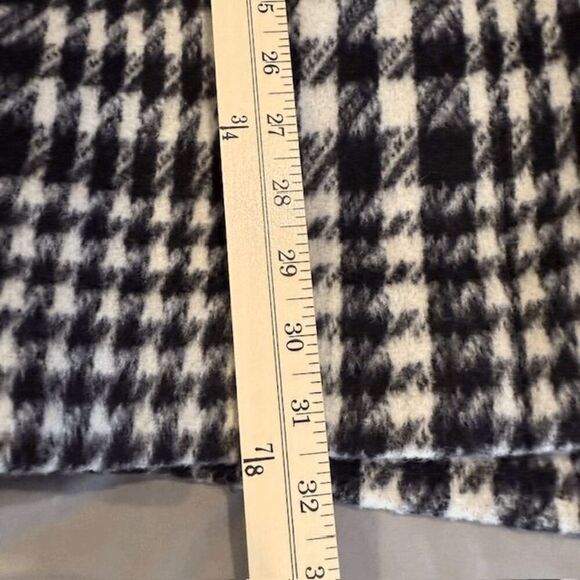 Cole Haan Houndstooth Cocoon Wool Blend Coat Black and White Size 4 - Picture 10 of 13